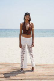 Laced Waist White Trousers