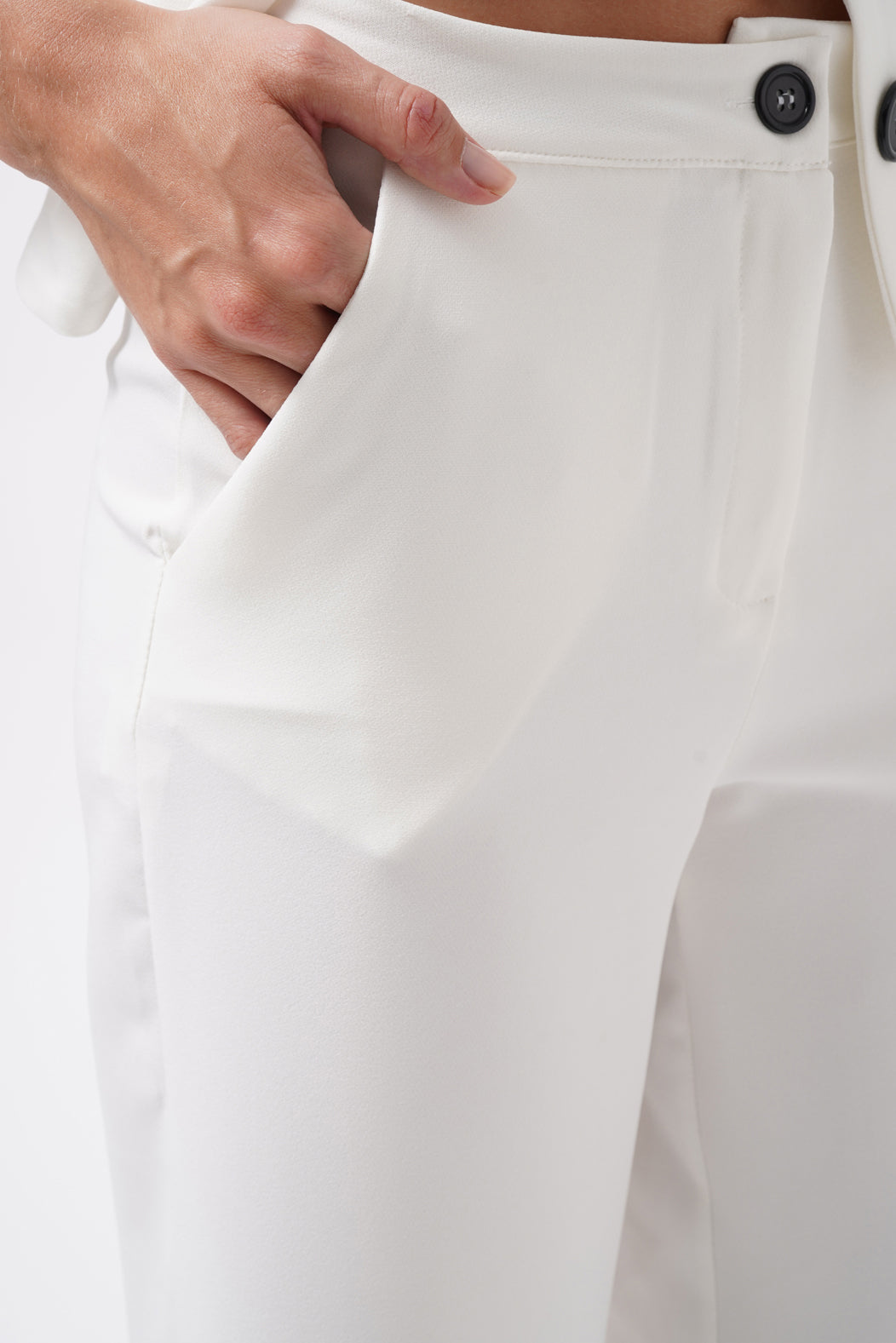 Wide Leg Midi Length White Pants
