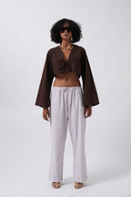 Striped Elastic Waist Pink Pants