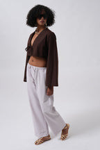 Striped Elastic Waist Pink Pants