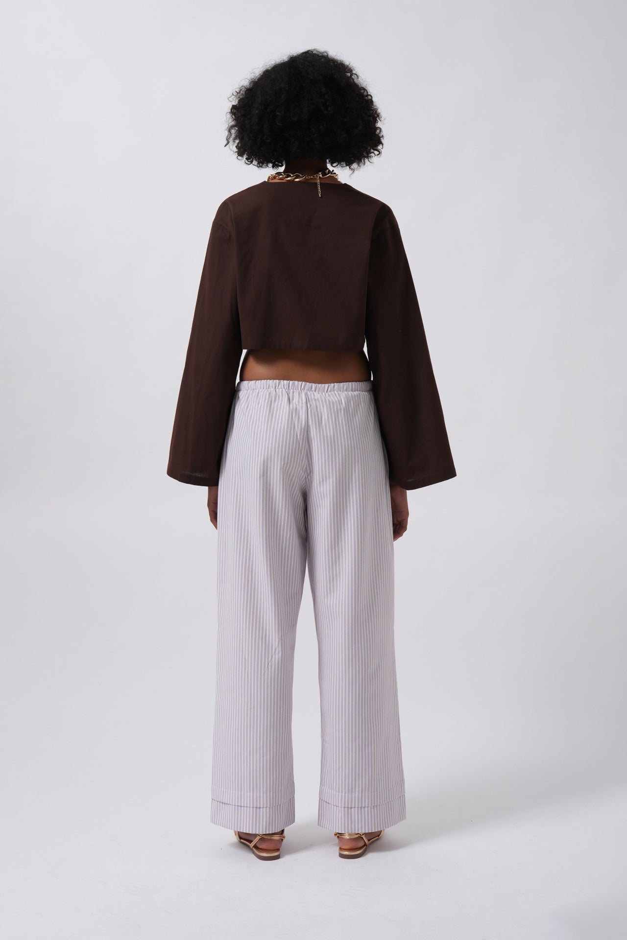 Striped Elastic Waist Pink Pants