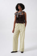 Striped Elastic Waist Yellow Pants