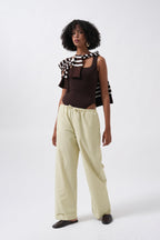Striped Elastic Waist Yellow Pants