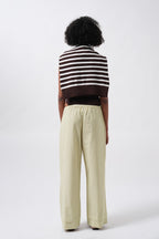 Striped Elastic Waist Yellow Pants