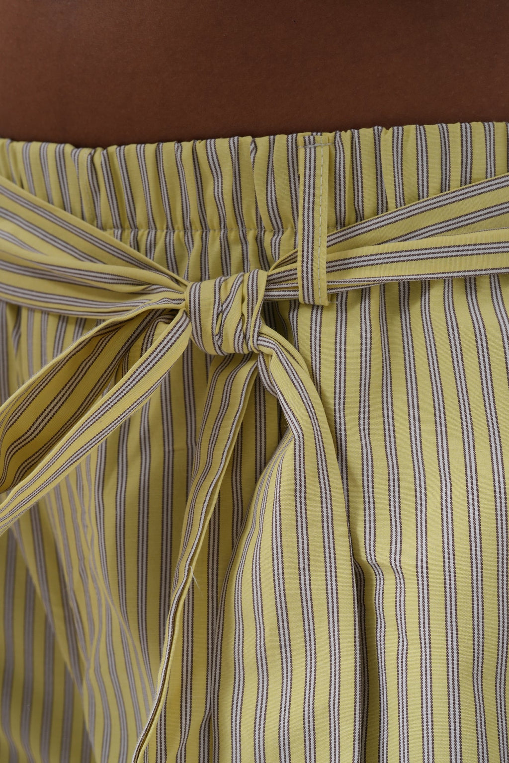 Sash Detail Striped Yellow Pants