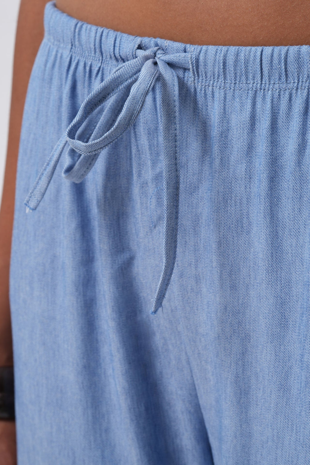 Thin Belt Tie Detail Light Blue Pants