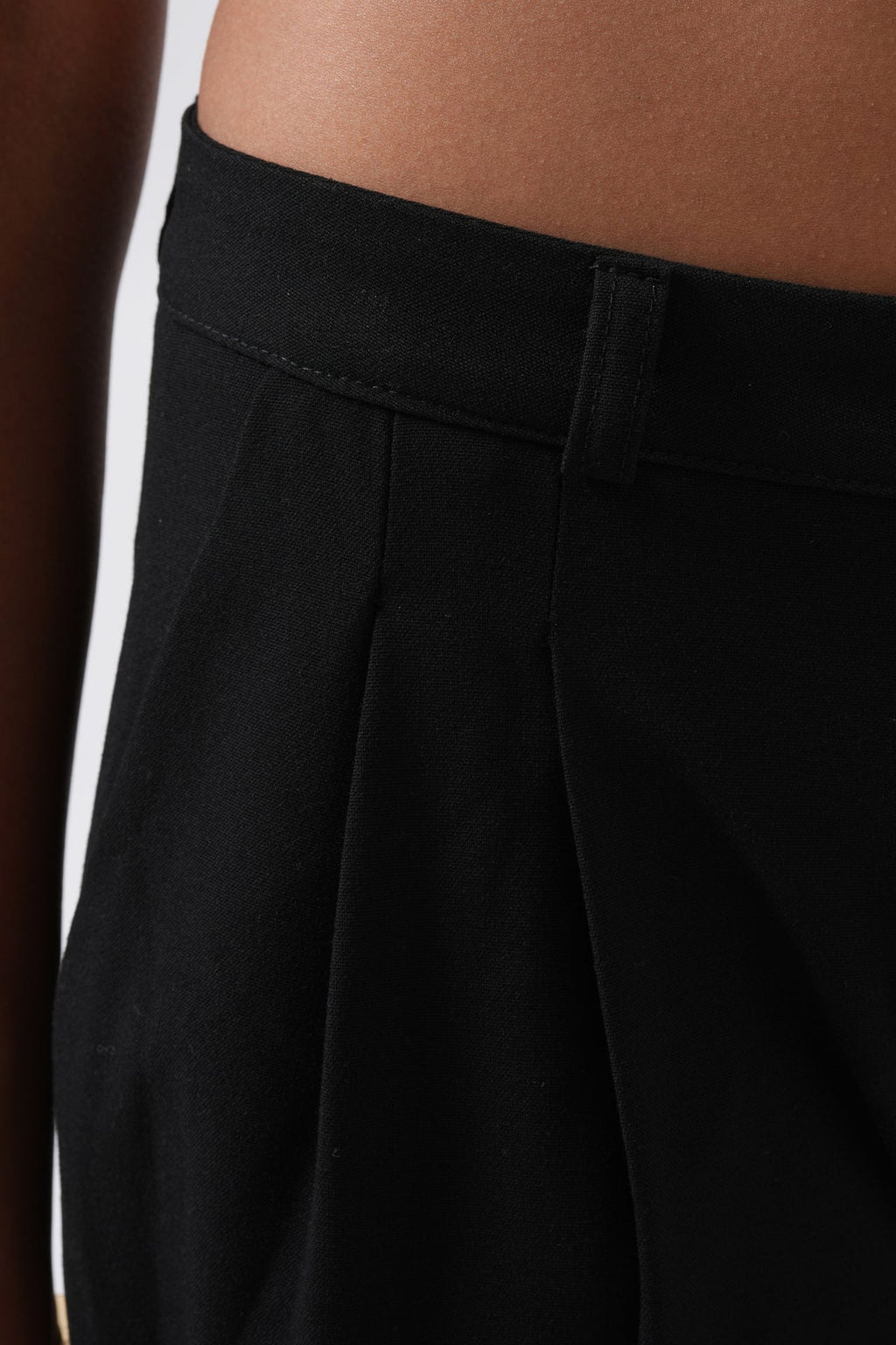 Double Pleated Wide Leg Black Trousers