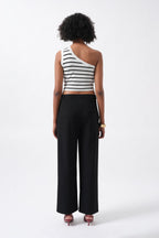Double Pleated Wide Leg Black Trousers