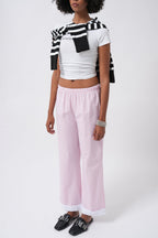 Hem Stripe Detail Striped Pink Pants