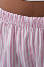Hem Stripe Detail Striped Pink Pants