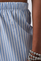 Hem Stripe Detail Striped Blue Pants
