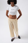Hem Stripe Detail Striped Yellow Pants