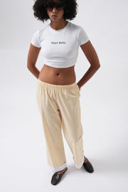 Striped Yellow Trousers with Leg Stripe Detail