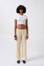 Hem Stripe Detail Striped Yellow Pants