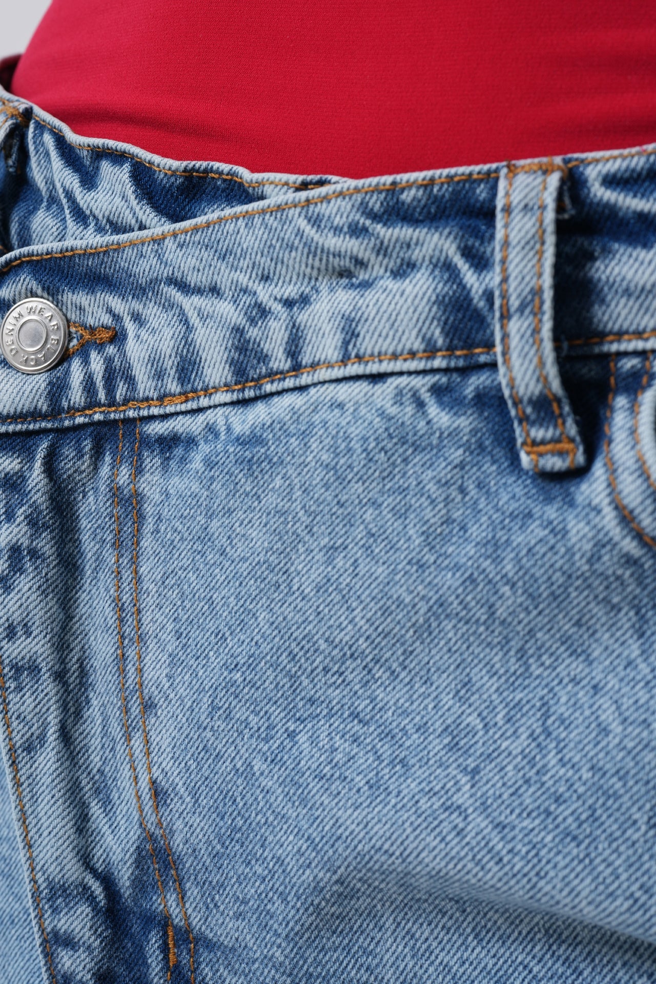 Slit Detail Denim Midi Light Blue Skirt