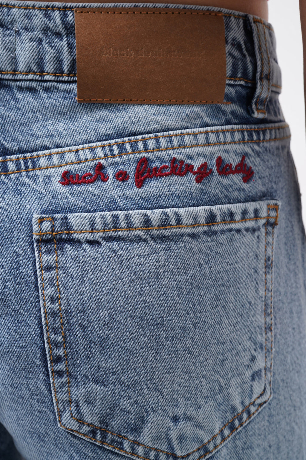 Double Hem High Waist Blue Jeans