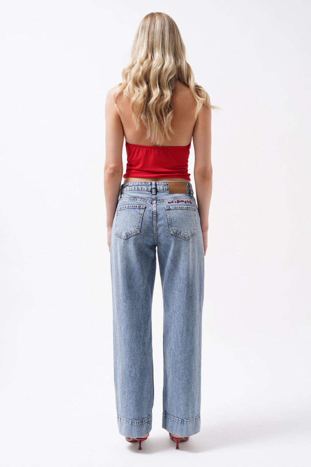 Double Hem High Waist Blue Jeans
