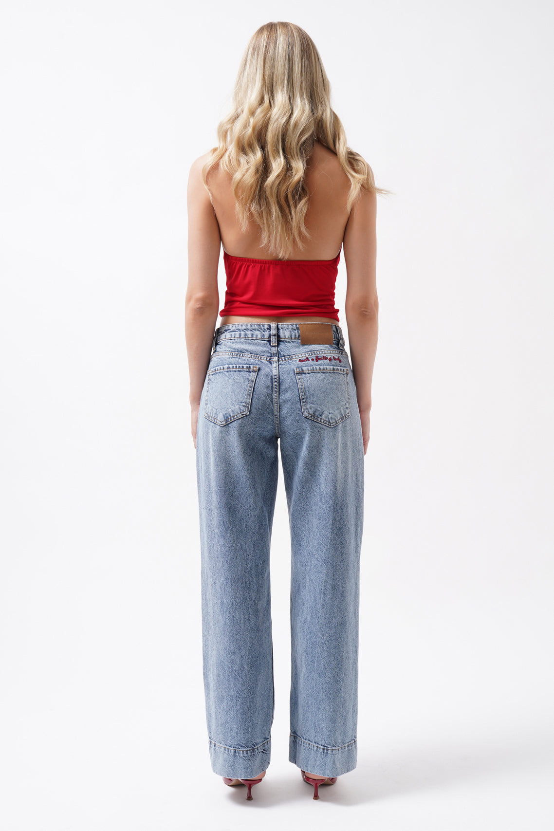 Double Hem High Waist Blue Jeans