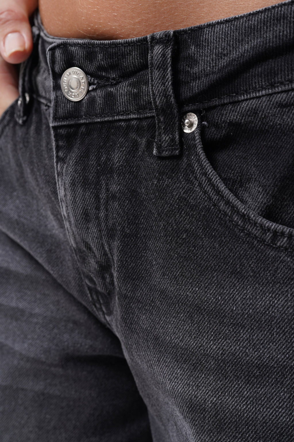 Double Hem High Waist Black Jeans