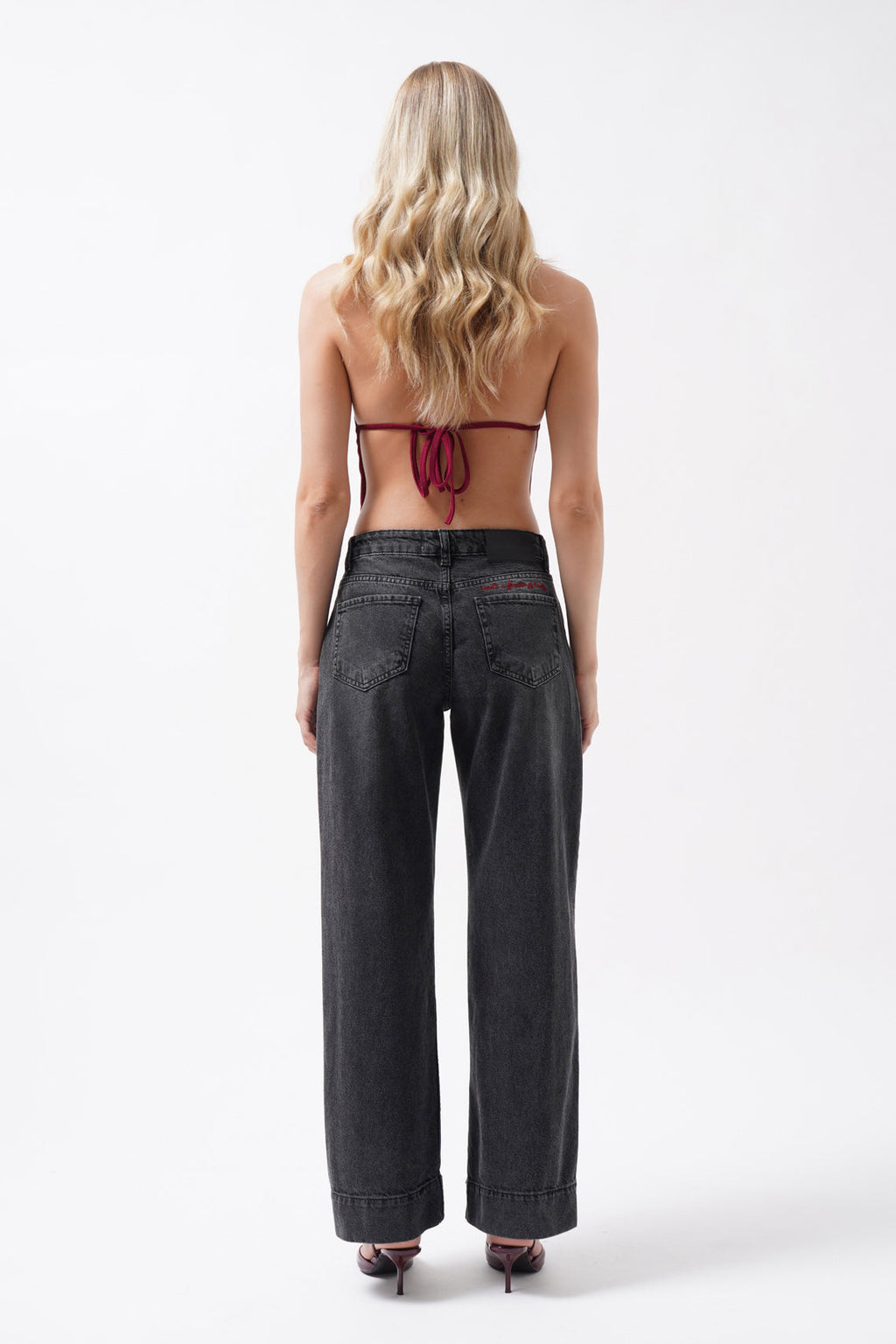 Double Hem High Waist Black Jeans