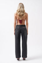 Double Hem High Waist Black Jeans
