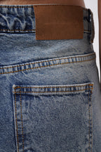 Wash Detail High Waist Blue Jeans