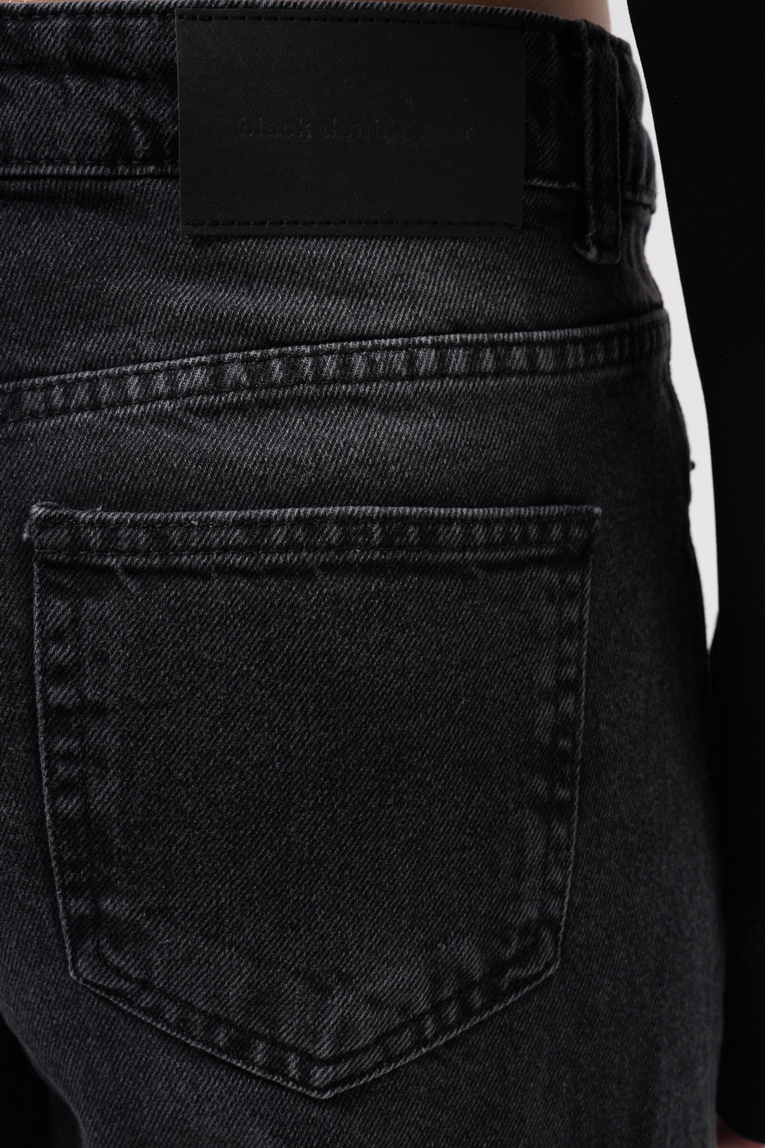 Wash Detail High Waist Black Jeans