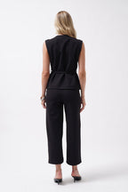 Sash Detail Woven Black Vest