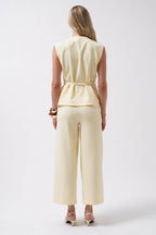 Sash Detail Woven Yellow Vest