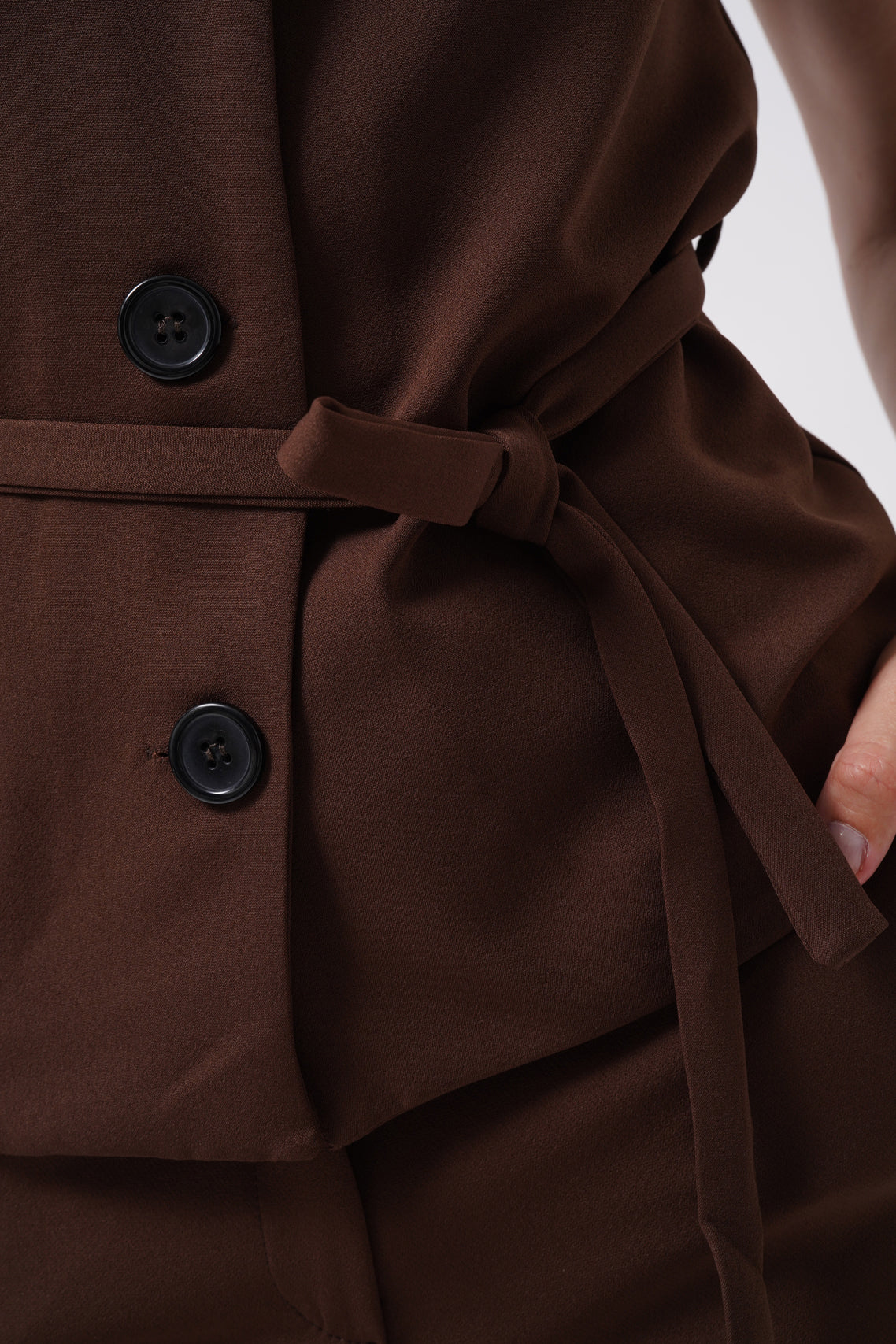 Sash Detail Woven Brown Vest