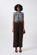 Tie Detail Denim Blue Vest