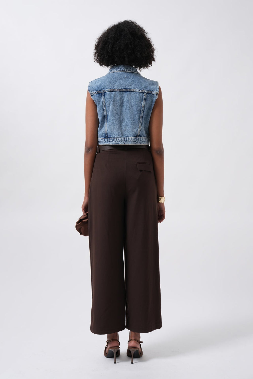 Tie Detail Denim Blue Vest