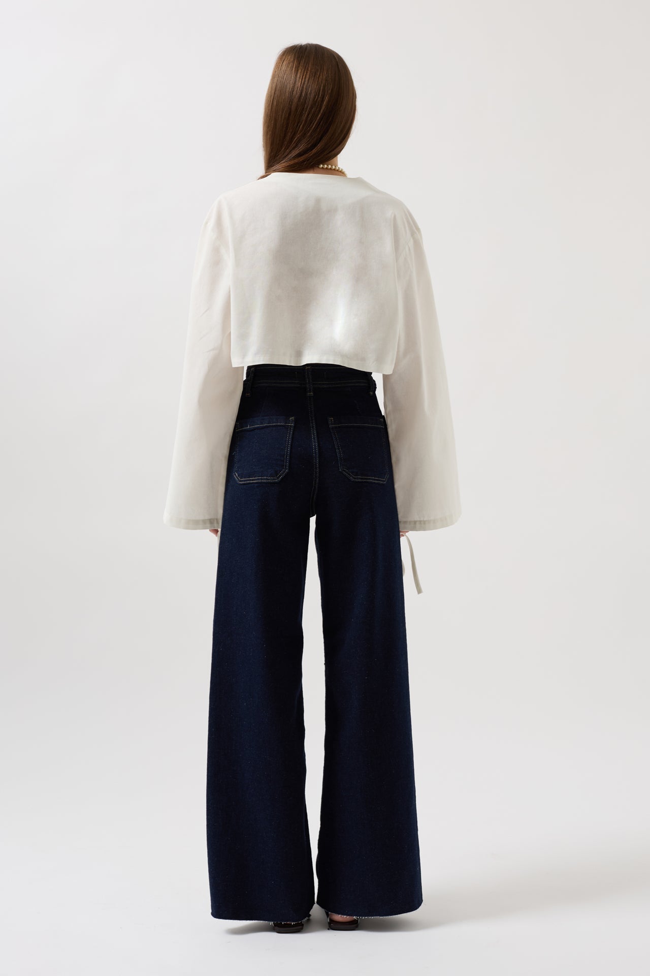 Tie Detail Long Sleeve White Blouse
