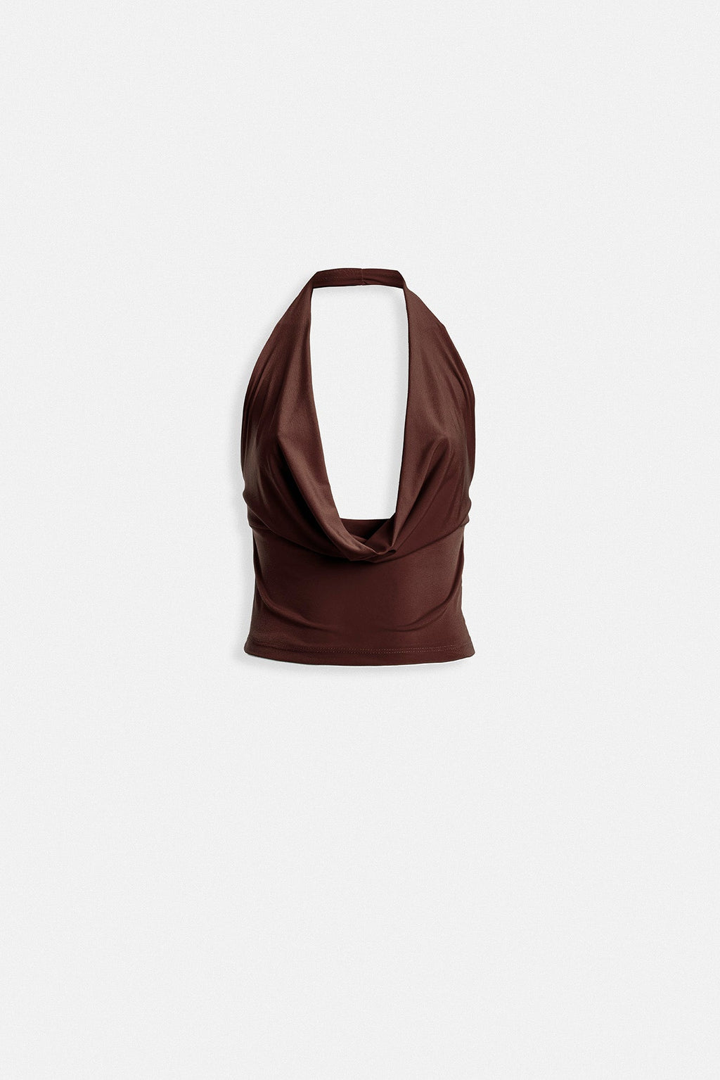 Cowl Neck Crop Brown Blouse