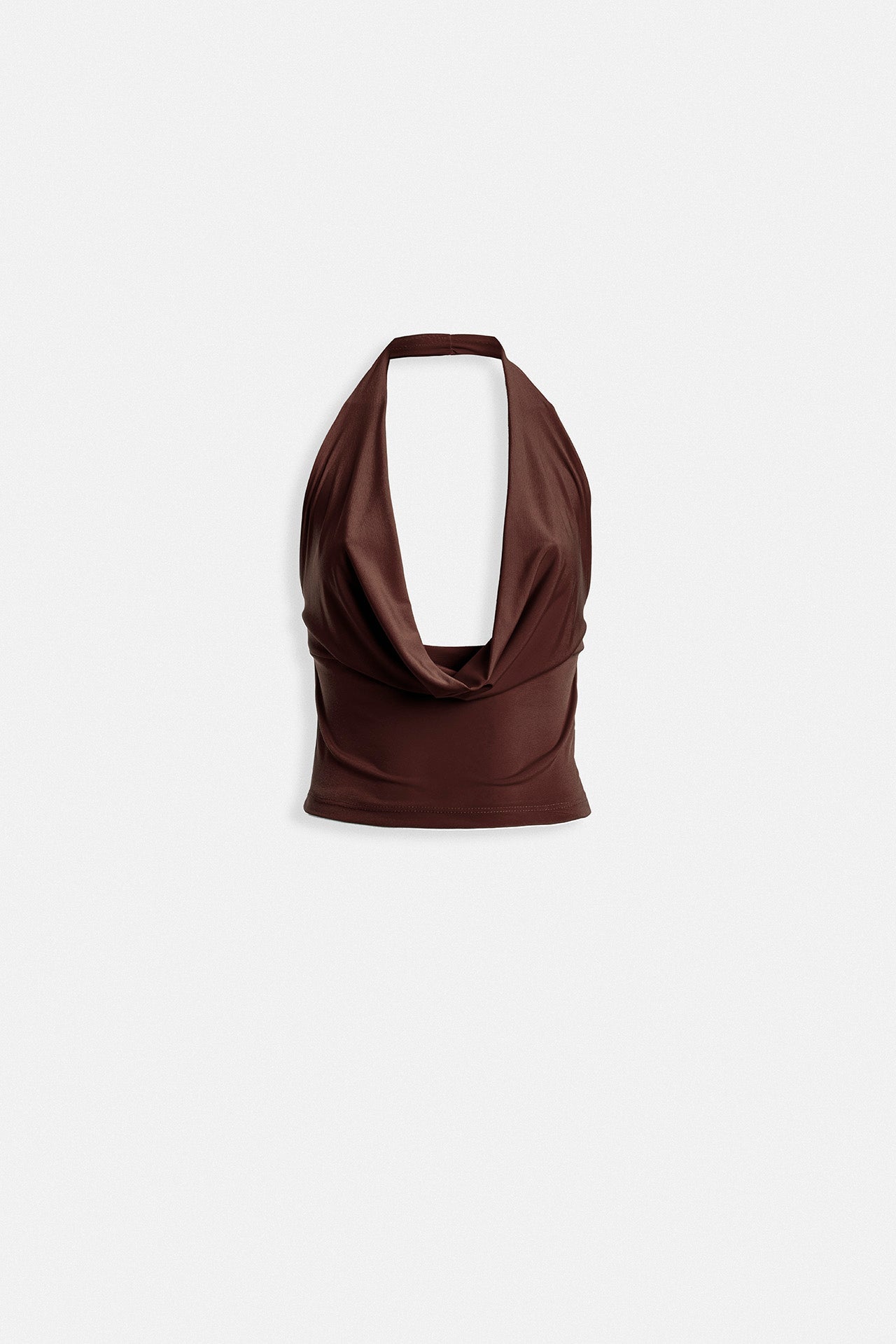 Cowl Neck Crop Brown Blouse