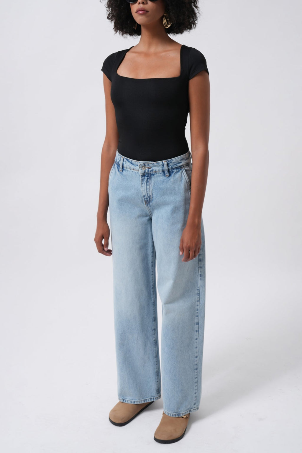 Window Detail Mini Cutout Black Blouse