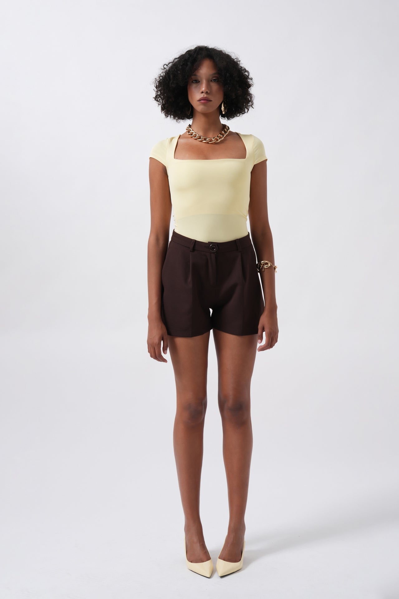 Window Detail Mini Cut-Out Yellow Blouse