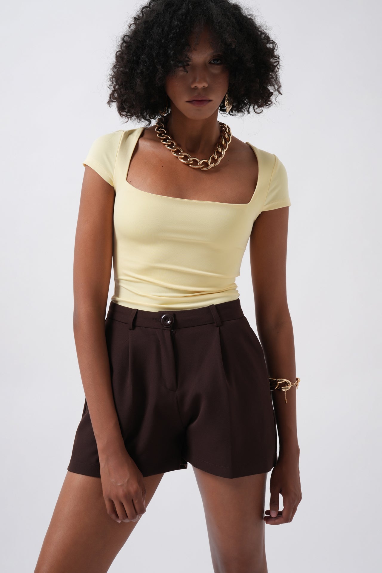 Window Detail Mini Cut-Out Yellow Blouse
