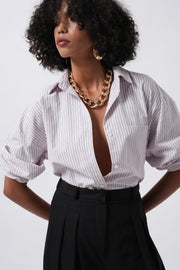 Striped Pocket Detail Pink Shirt