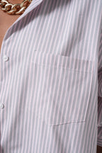 Striped Pocket Detail Pink Shirt