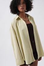 Striped Pocket Detail Yellow Shirt