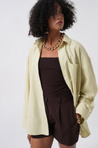 Striped Pocket Detail Yellow Shirt