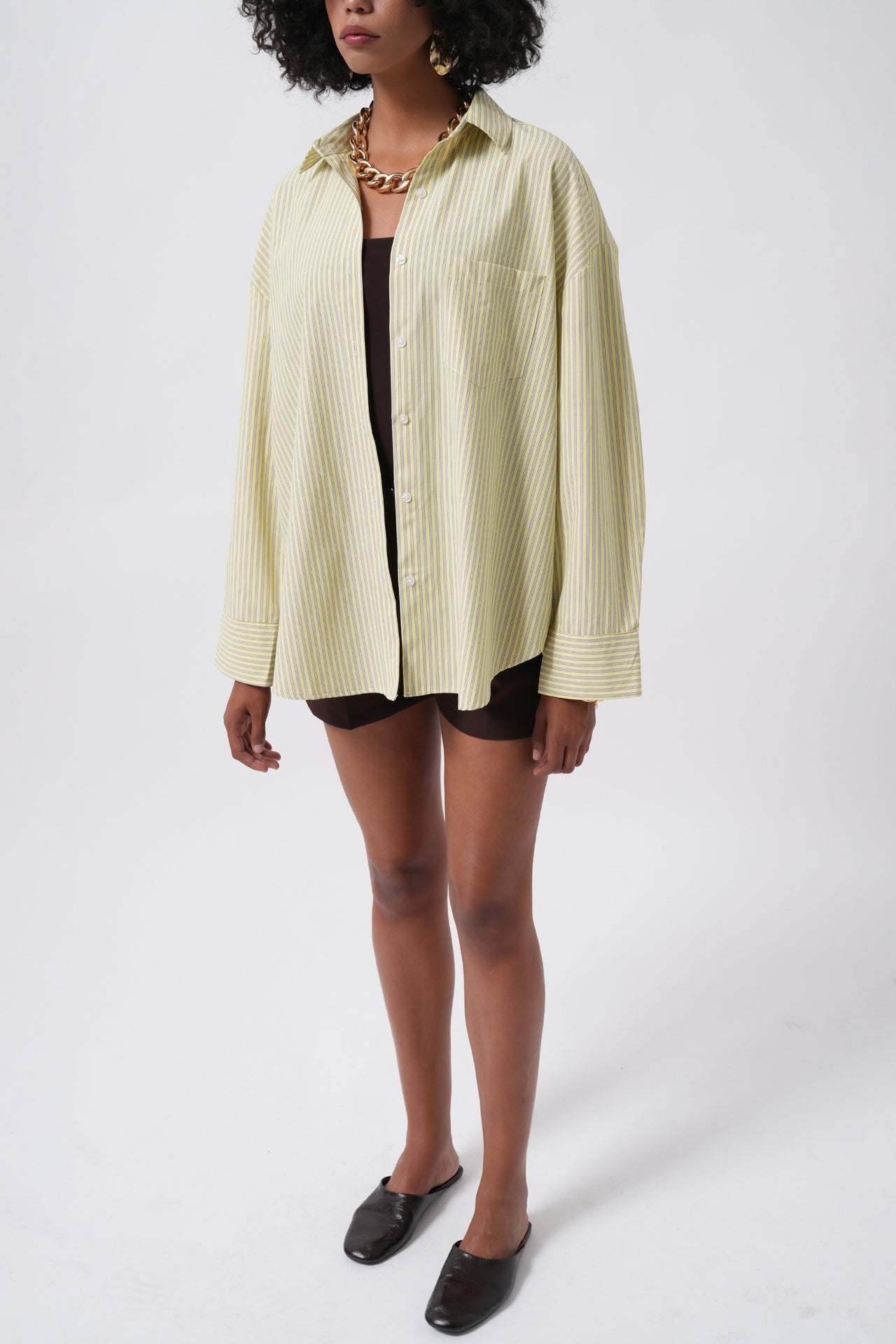 Striped Pocket Detail Yellow Shirt