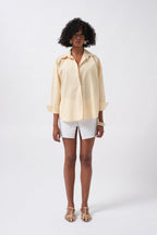 Striped Detail Oversize Yellow Shirt