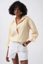 Striped Detail Oversize Yellow Shirt
