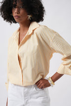 Striped Detail Oversize Yellow Shirt