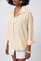 Striped Detail Oversize Yellow Shirt