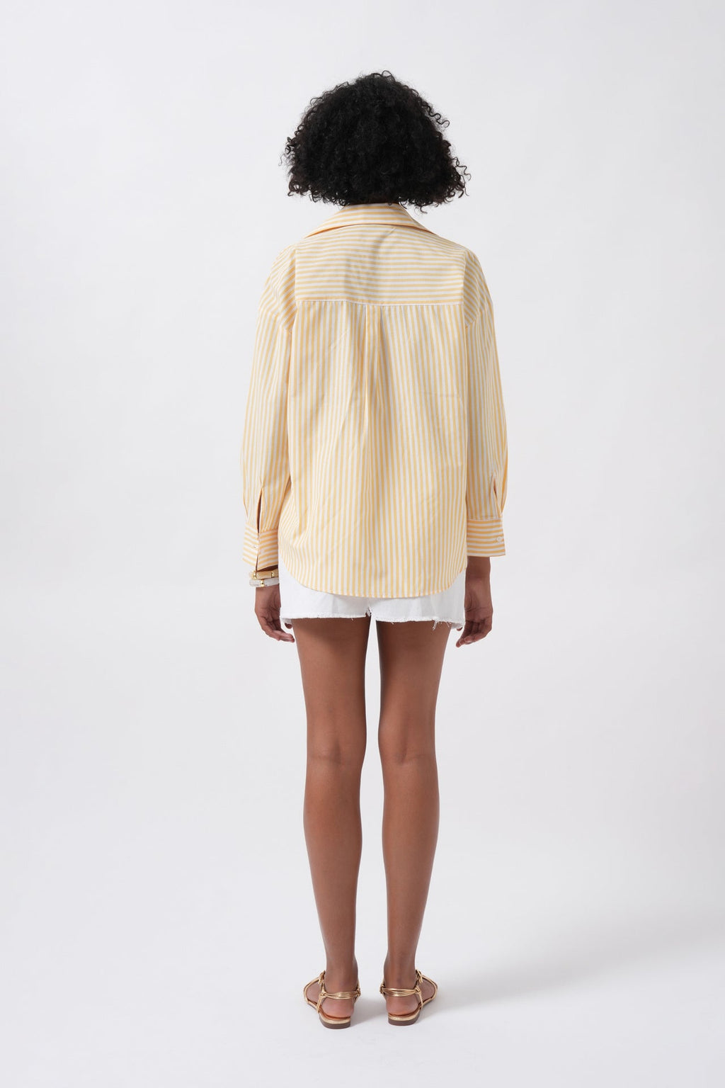 Striped Detail Oversize Yellow Shirt