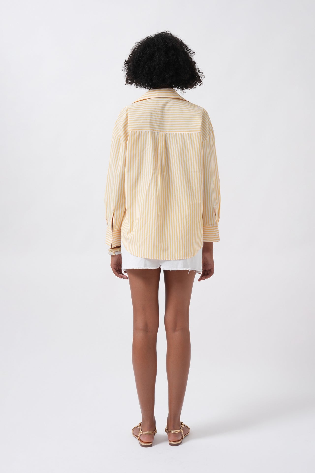 Striped Detail Oversize Yellow Shirt