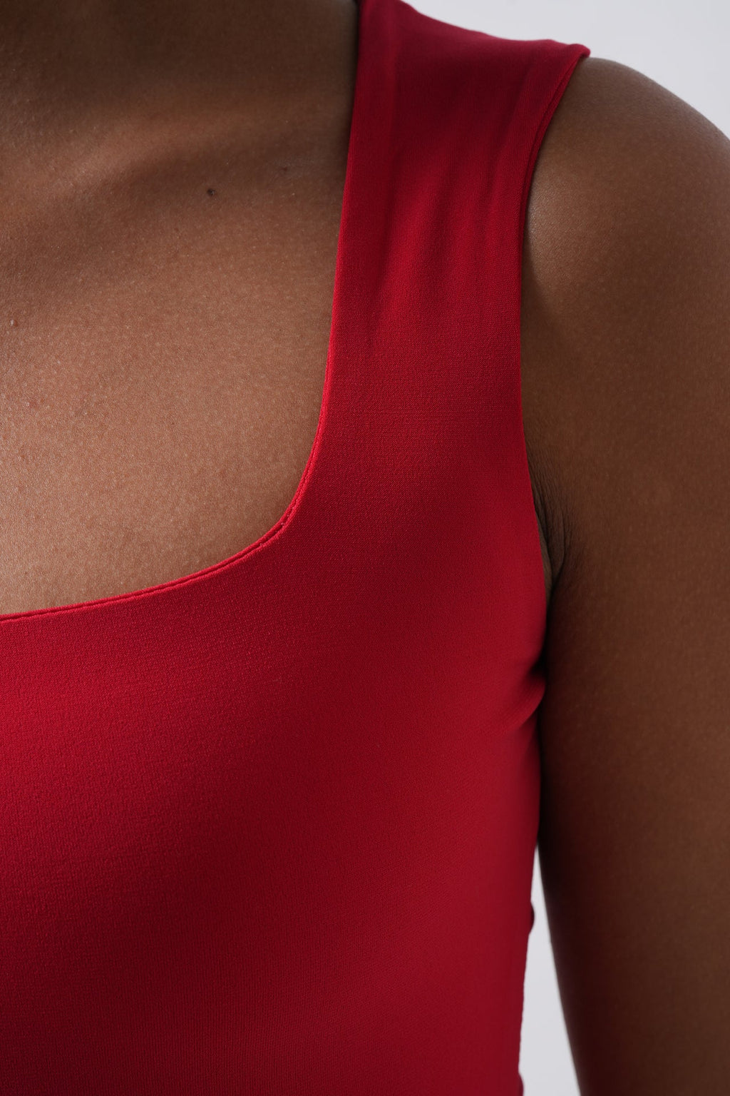 Square Neck Thick Strap Red Bodysuit